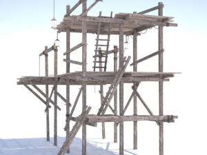 old wooden scaffolding 3D Модель
