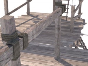 old wooden scaffolding 3D Модель