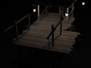old wooden scaffolding 3D Модель