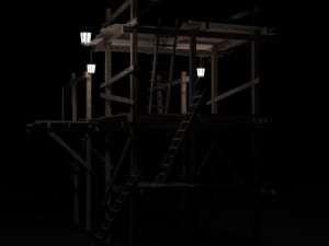 old wooden scaffolding 3D Модель