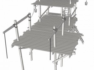 old wooden scaffolding 3D Модель