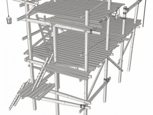 old wooden scaffolding 3D Модель