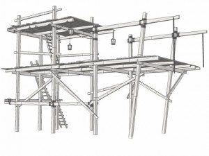 old wooden scaffolding 3D Модель