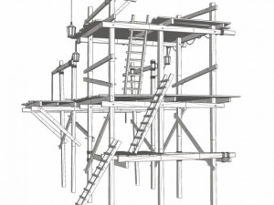 old wooden scaffolding 3D Модель