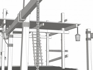 old wooden scaffolding 3D Модель