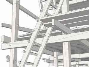 old wooden scaffolding 3D Модель