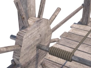 old wooden scaffolding with handle crane 3D Model