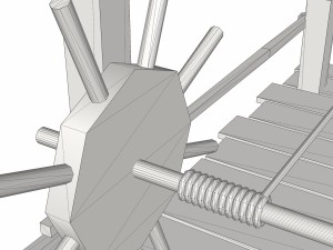 old wooden scaffolding with handle crane 3D Model