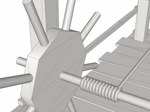 old wooden scaffolding with handle crane 3D Model