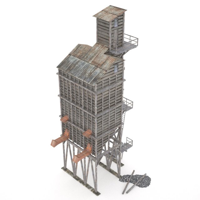old coal wooden tipple Modelo 3D .c4d .max .obj .3ds .fbx .stl .blend 