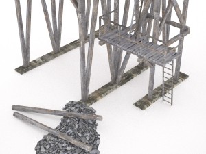 old coal wooden tipple Modelo 3D