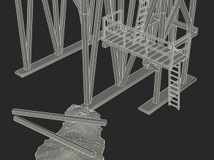 old coal wooden tipple Modelo 3D