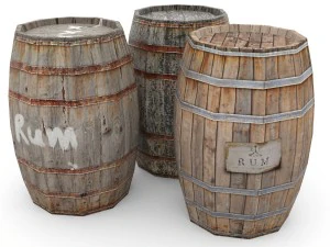 barris de madeira baixo poli Modelo 3D