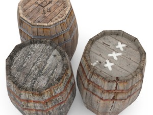 wooden barrels low poly 3D Model