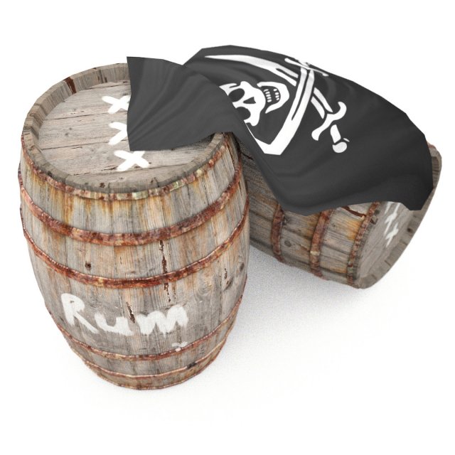 rum wooden barrels - pirate style 3D Model .c4d .max .obj .3ds .fbx .stl .blend 