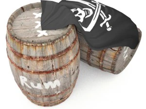 ラム酒の木樽 - 海賊スタイル 3Dモデル