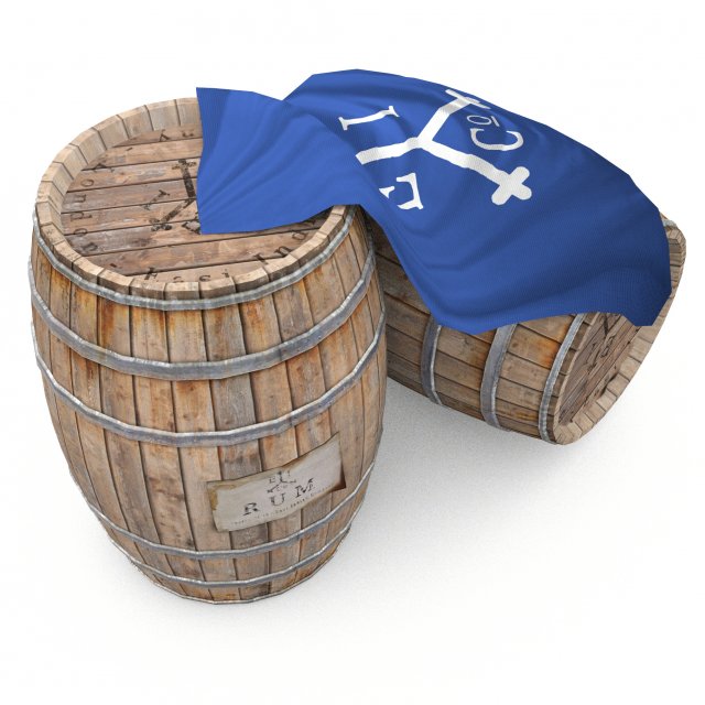 rum wood barrels - east indian trading style 3D Модель .c4d .max .obj .3ds .fbx .stl .blend 