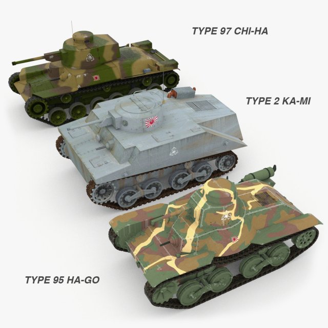 japanes tanks collection 3D Модель .c4d .max .obj .3ds .fbx .stl .blend 