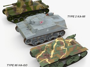 japanes tanks collection Model 3D