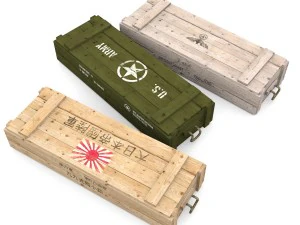 kolekcja skrzyń wojskowych z czas&oacute;w II wojny światowej Model 3D