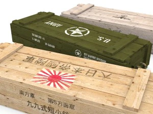 kolekcja skrzyń wojskowych z czas&oacute;w II wojny światowej Model 3D