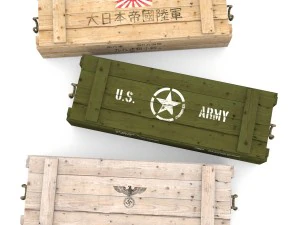 kolekcja skrzyń wojskowych z czas&oacute;w II wojny światowej Model 3D