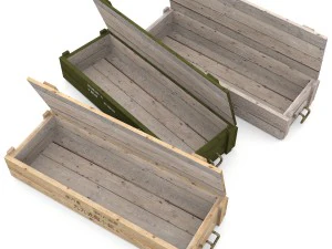 kolekcja skrzyń wojskowych z czas&oacute;w II wojny światowej Model 3D