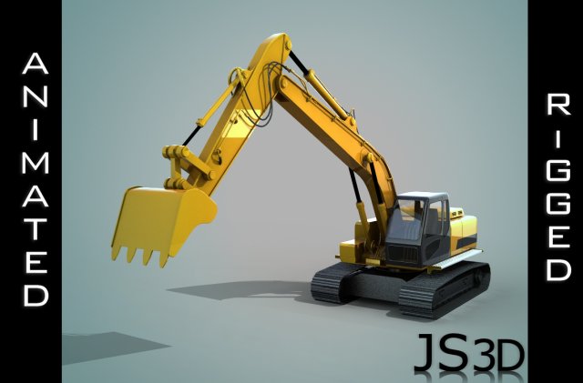excavator animated rigged 3D मॉडल .c4d .max .obj .3ds .fbx .stl .blend 