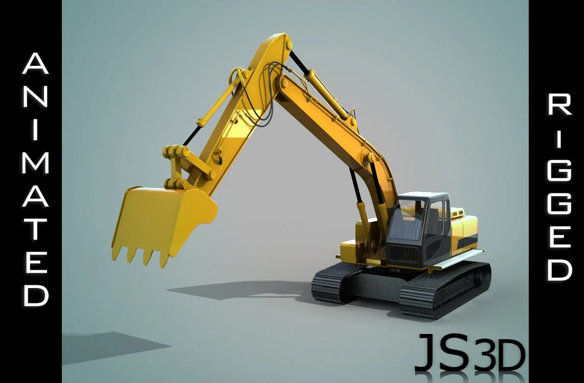 excavator animated rigged 3D Model .c4d .max .obj .3ds .fbx .stl .blend 