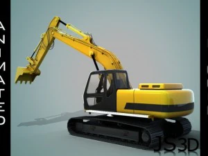 excavator animated rigged 3D Model
