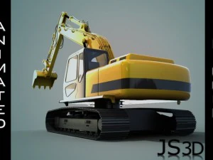 excavator animated rigged 3D Model