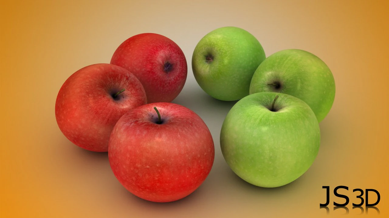 realistic apples green  red 3D Model .c4d .max .obj .3ds .fbx .stl .blend 