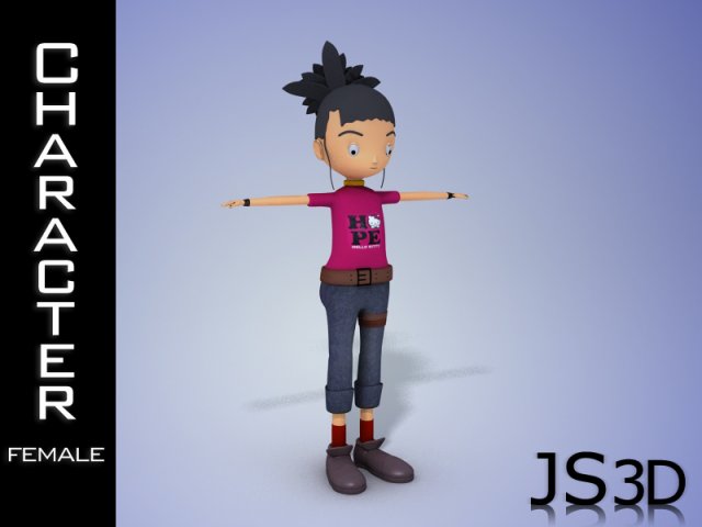 cartoon girl character Modèle 3D .c4d .max .obj .3ds .fbx .stl .blend 