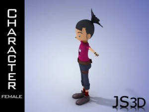 cartoon girl character 3D Model