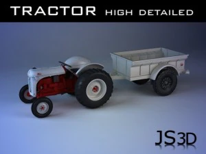 трактор с прицепом 3D Модель