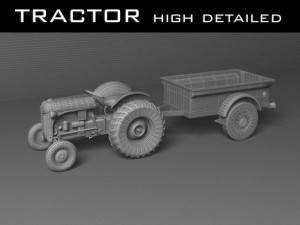 tractor with trailer 3D 모델