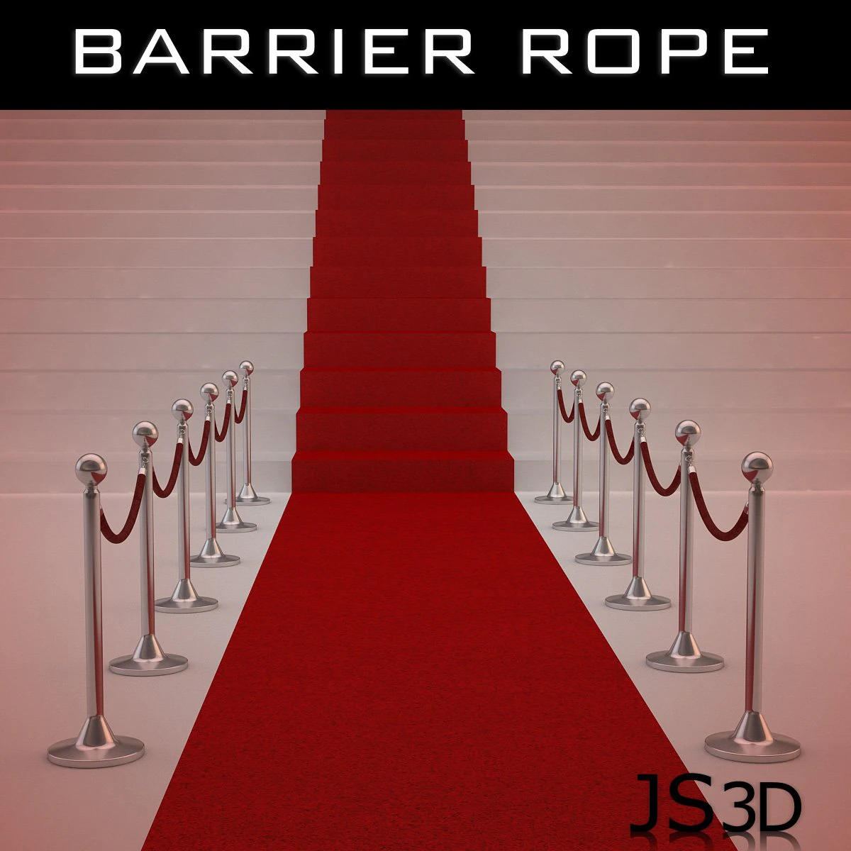 roped stanchions 3D Model .c4d .max .obj .3ds .fbx .stl .blend 