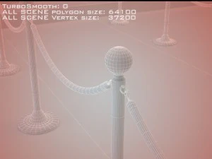 roped stanchions 3D Model