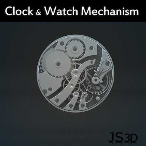 clock  watch mechanism 3D Model .c4d .max .obj .3ds .fbx .stl .blend 