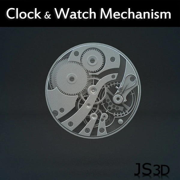 clock  watch mechanism 3D Model .c4d .max .obj .3ds .fbx .stl .blend 