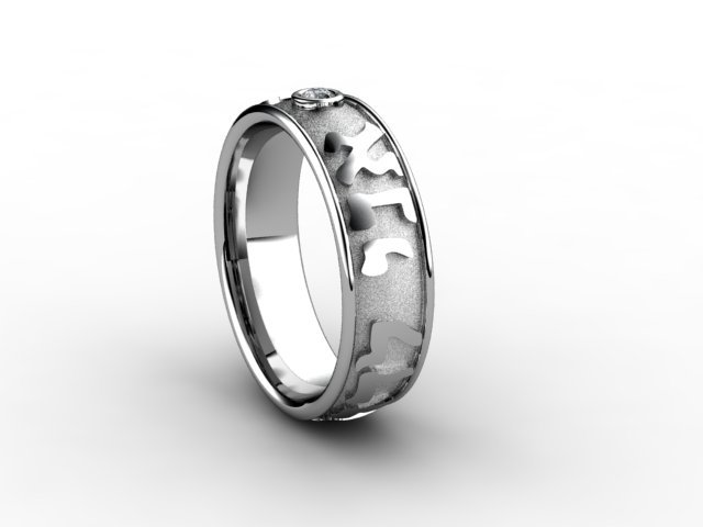 mens hebrew wedding band 3D in 3DExport