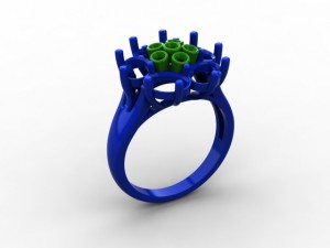 5 oval gem mother ring Model Cetak 3D