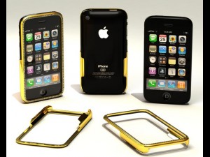 apple iphone 3g with sapphires and a gold framewor Model 3D