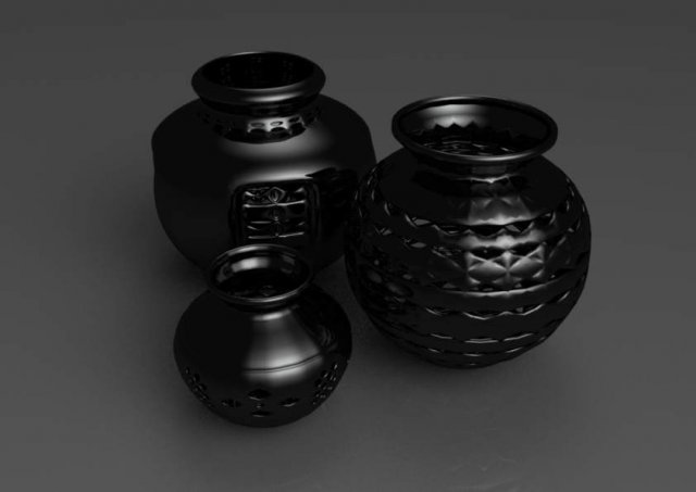 black mud vases 3Dモデル .c4d .max .obj .3ds .fbx .stl .blend 