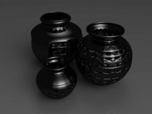 black mud vases 3D Model