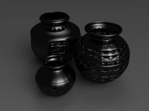 чорні глиняні вази 3D Модель