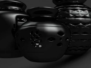 black mud vases 3D Model