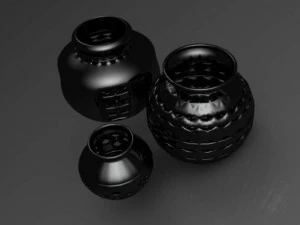 black mud vases 3D Model