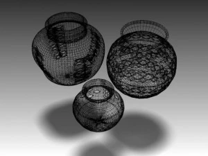 black mud vases 3D Model