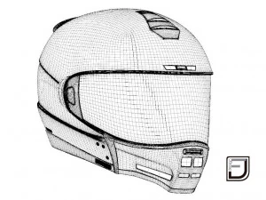 Grey Modular Helmet H12 3D Model
